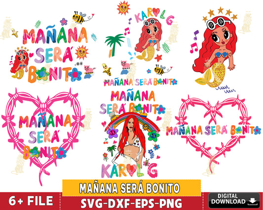 6 file Karol G svg, Mañana Será Bonito SVG EPS PNG DXF , for Cricut, Silhouette, digital download, file cut