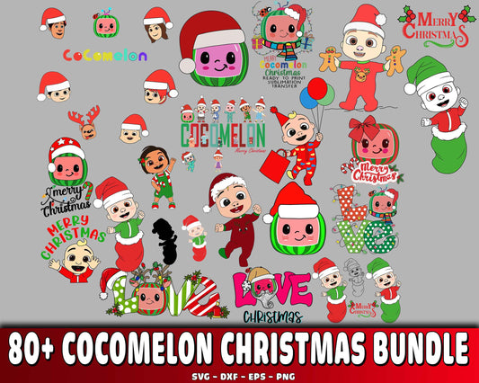 Cocomelon christmas bundle svg , 80+ file Cocomelon christmas bundle  svg eps dxf png , for Cricut, Silhouette, digital, file cut