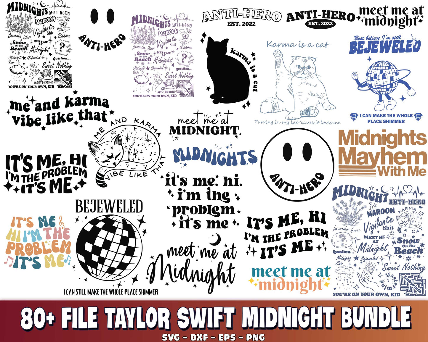 80+ file Taylor Midnights SVG DXF EPS PNG, Taylor Swift Inspired Svg, Swiftie Svg, Swift Midnight svg, cricut, for Cricut, Silhouette, digital, file cut