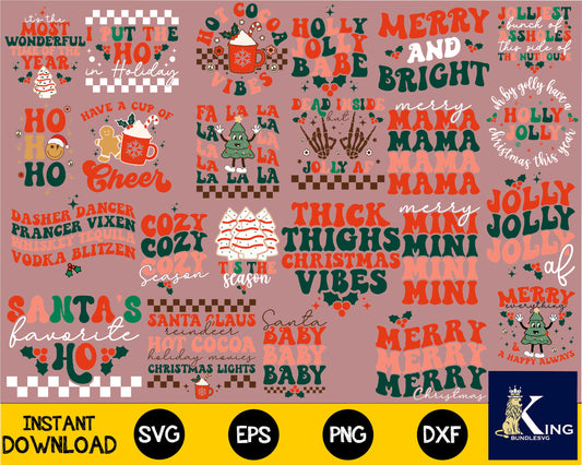 90+ file Christmast Retro bundle SVG , Mega Christmast Retro svg eps dxf png , for Cricut, Silhouette, digital, file cut