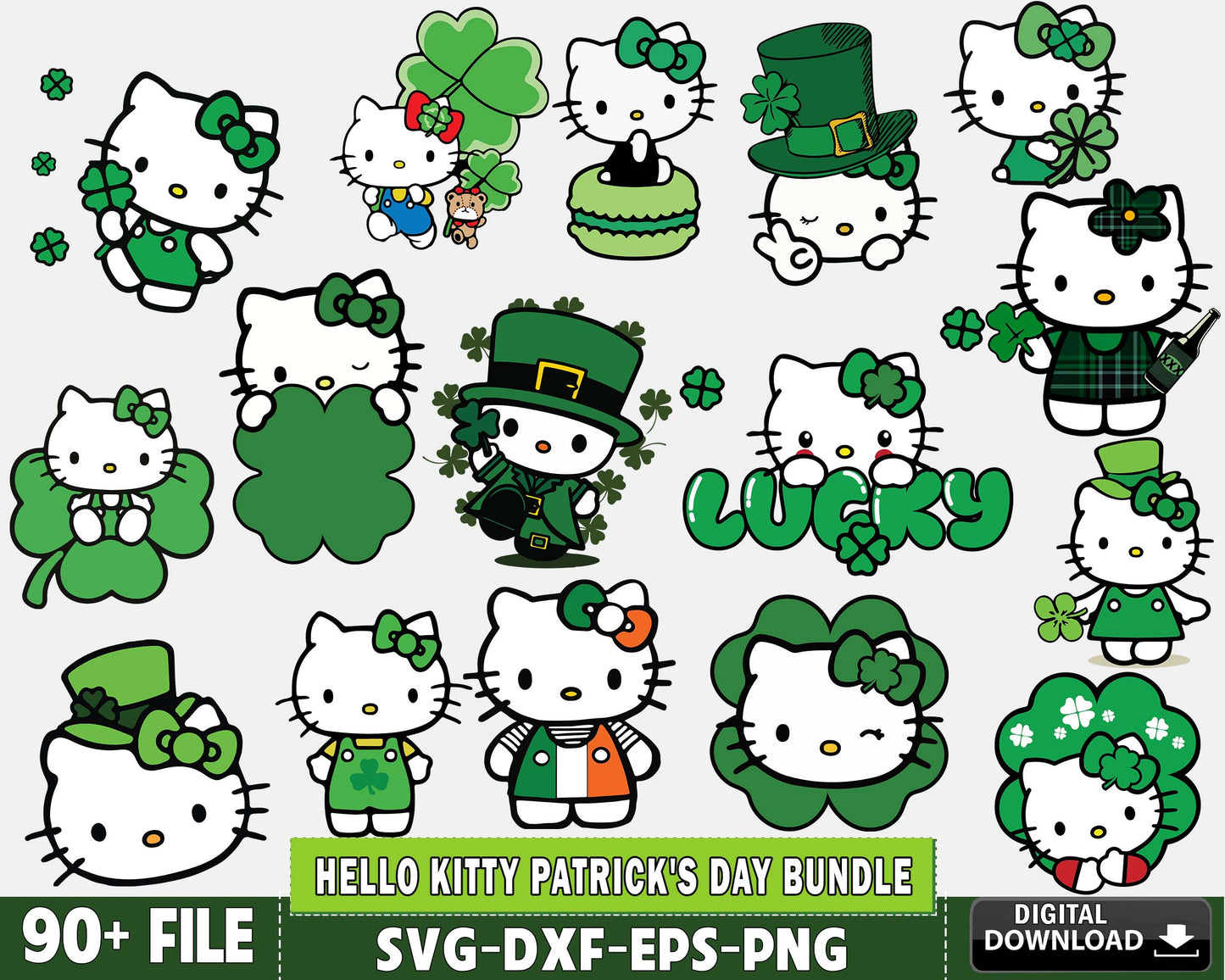 90+ file Hello-Kitty Patrick's day svg bundle , Hello Kitty Digital Cut Files svg eps dxf png file, for Cricut, Silhouette, digital download , file cut