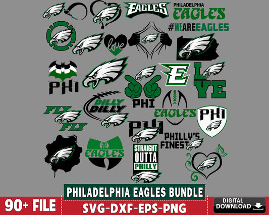 Philadelphia Eagles Bundle svg,90+ file Philadelphia Eagles Nfl svg, Bundle superbowl Digital Cut Files,  super bowl svg eps dxf png file, for Cricut, Silhouette, digital, file cut