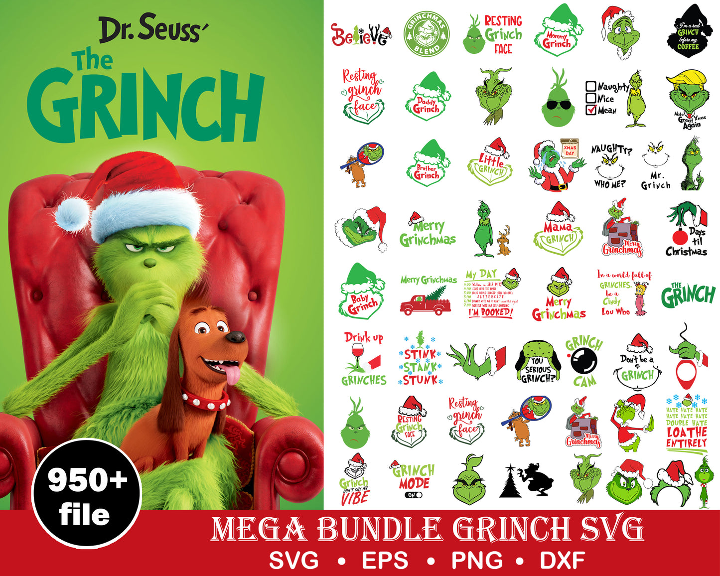 950+ file Grinch Bundle SVG, Grinch SVG, Grinch Cutting Image, Christmas Grinch svg , for Cricut, Silhouette, digital, file cut