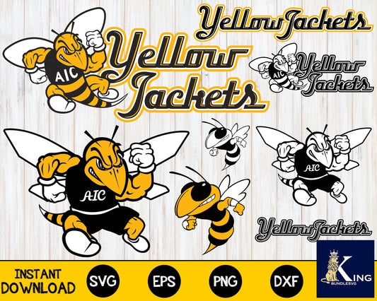 AIC Yellow Jackets svg dxf eps png, bundle ncaa svg, for Cricut, Silhouette, digital, file cut