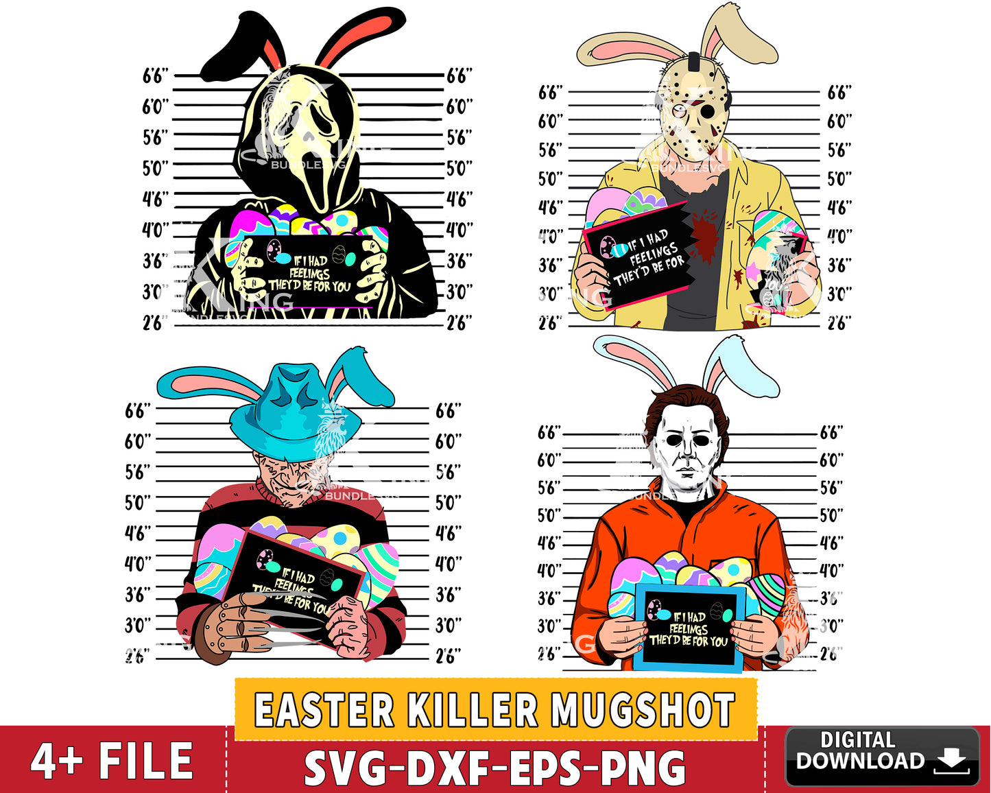 Easter Killer Mugshot svg Bundle, Horror Easter svg Bundle, Happy Easter Day svg , Funny Easte svg eps dxf png, for Cricut, Silhouette, digital, file cut