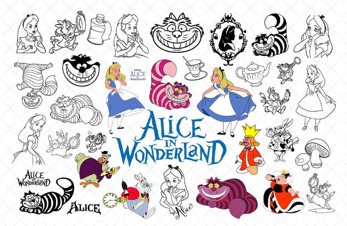 37+ file Alice in Wonderland SVG Mega Bundle svg eps png, for Cricut, Silhouette, digital, file cut