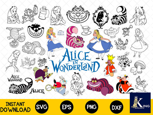 37+ file Alice in Wonderland SVG Mega Bundle  svg eps png, for Cricut, Silhouette, digital, file cut