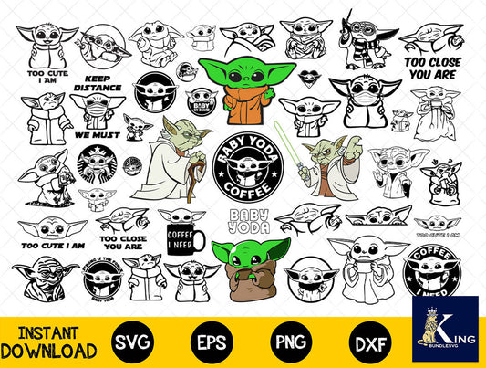 64+ file Baby Yoda SVG Mega Bundle  svg eps png, for Cricut, Silhouette, digital, file cut