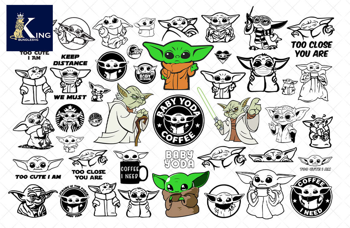 64+ file Baby Yoda SVG Mega Bundle svg eps png, for Cricut, Silhouette, digital, file cut