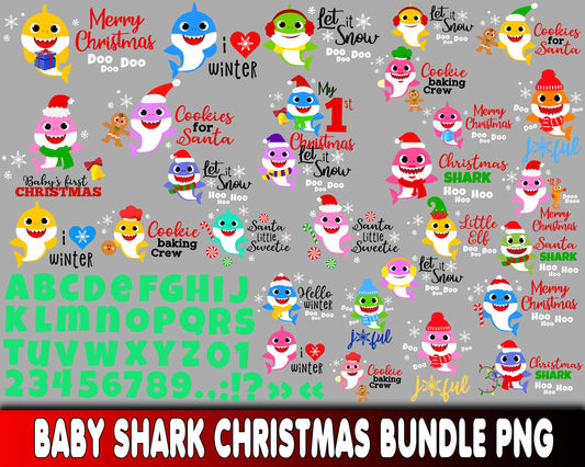 Baby shark christmas bundle PNG , Mega bundle Baby shark christmas PNG , for Cricut, Silhouette, digital, file cut