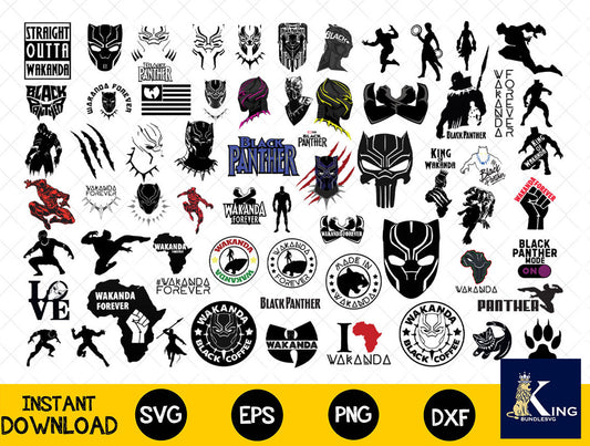 66+ file Black Panther SVG Mega Bundle  svg eps png, for Cricut, Silhouette, digital, file cut