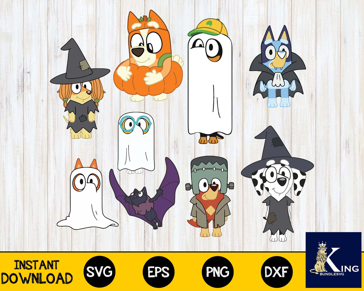 Bluey halloween svg ,Bluey Bundle svg dxf eps png, Bluey Dog Family Bundle, Halloween Witch Friends for Cricut, Silhouette, digital, file cut