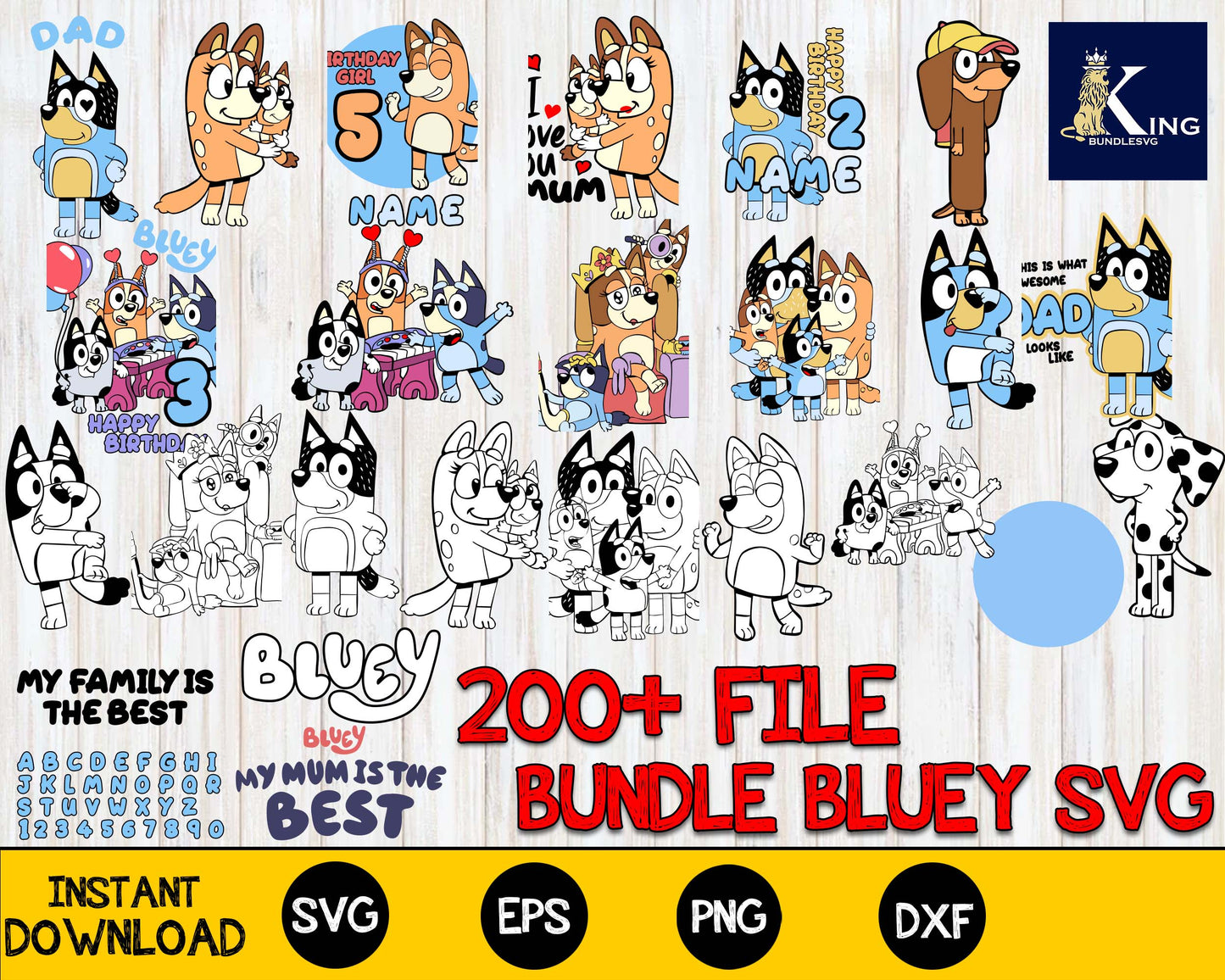 Bluey svg ,Bluey Bundle svg dxf eps png,200+ file Bluey for Cricut, Silhouette, digital, file cut