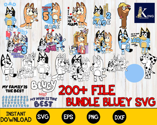 Bluey svg ,Bluey Bundle  svg dxf eps png,200+ file Bluey for Cricut, Silhouette, digital, file cut