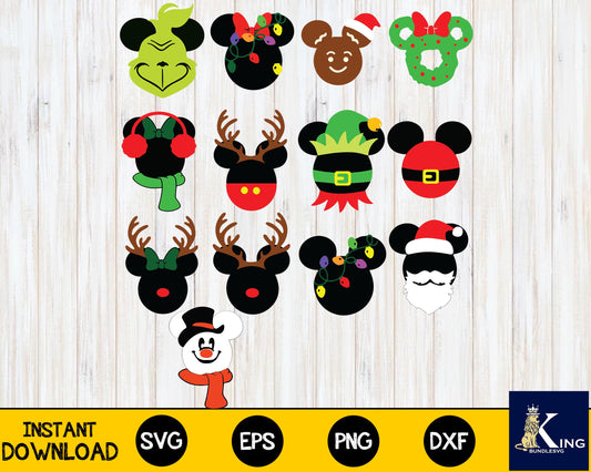 mickey Bundle Christmas svg,13 file mickey svg eps png, for Cricut, Silhouette, digital, file cut
