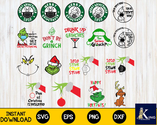 Grinch Bundle Christmas svg,20+ file Grinch svg eps png, for Cricut, Silhouette, digital, file cut