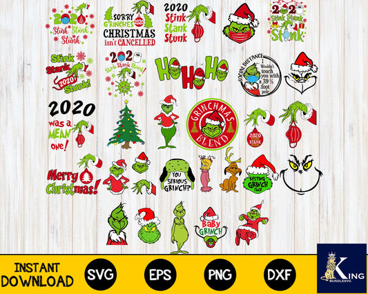 Grinch Bundle Christmas svg,25 file Grinch svg eps png, for Cricut, Silhouette, digital, file cut