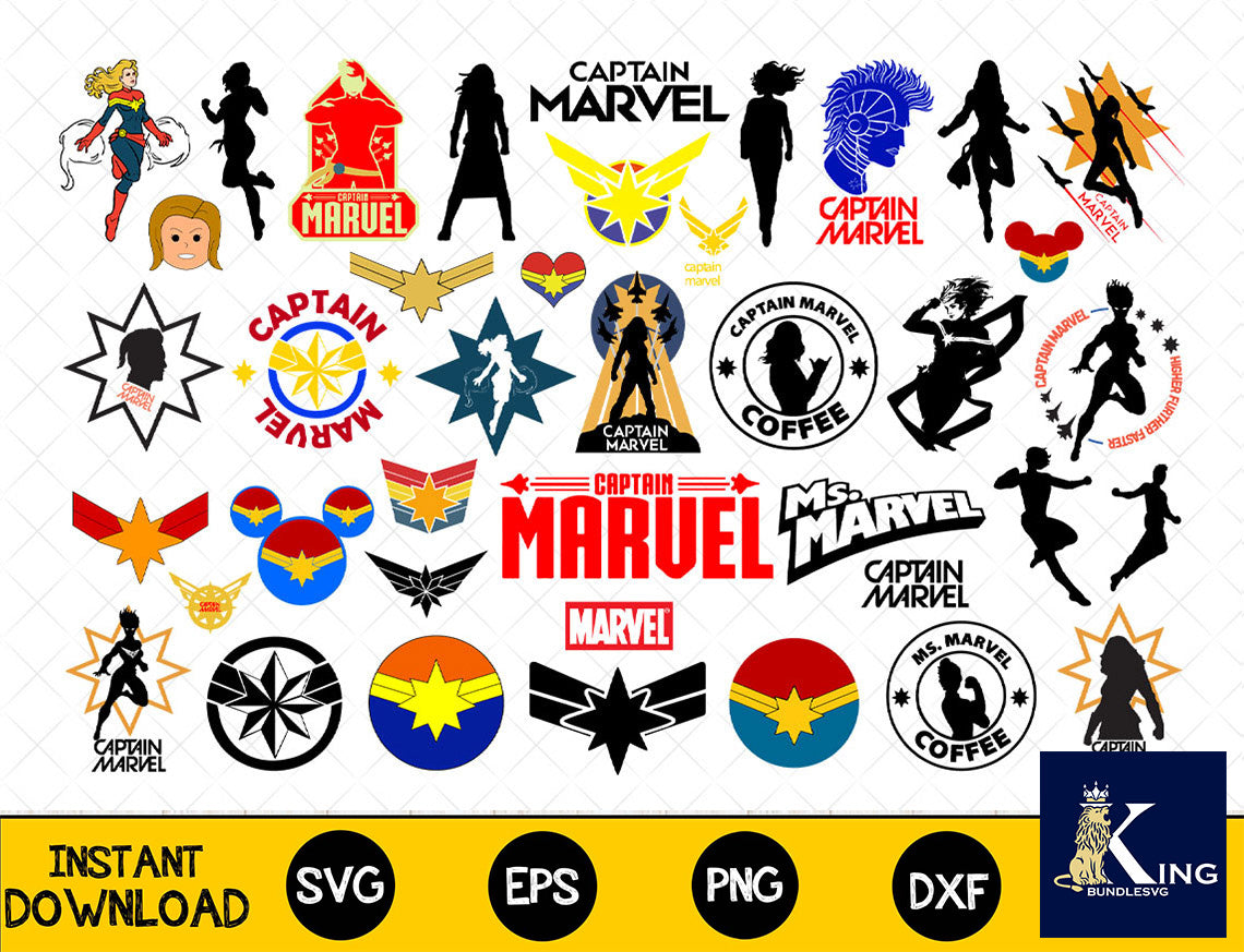 49+ file Captain Marvel SVG Mega Bundle svg eps png, for Cricut, Silhouette, digital, file cut