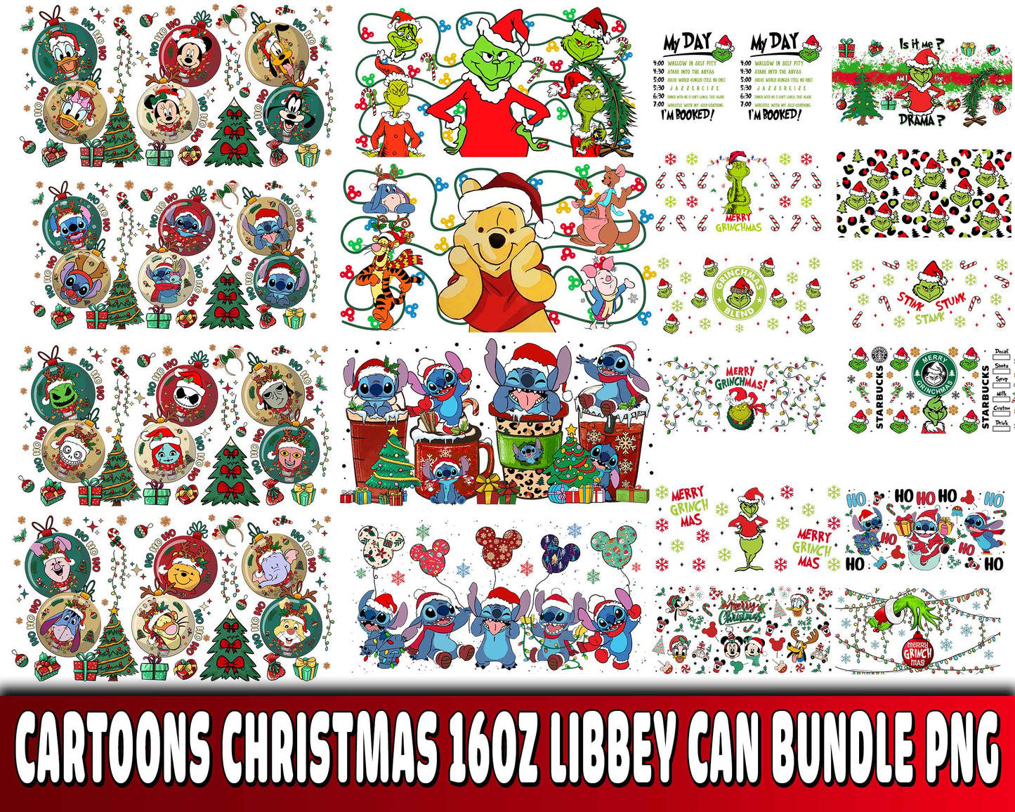 Cartoons Christmas 16oz Libbey Can bundle PNG, Cartoons Christmas 16oz Libbey Can PNG , for Cricut, Silhouette, digital, file cut