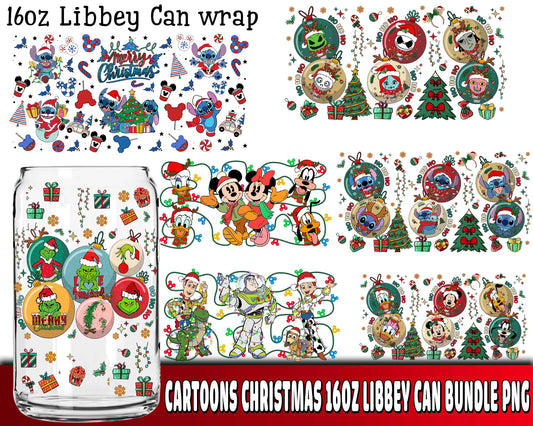 Cartoons Christmas 16oz Libbey Can bundle PNG, Cartoons Christmas 16oz Libbey Can PNG , for Cricut, Silhouette, digital, file cut