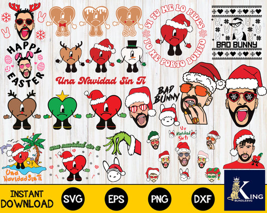 Christmas Bad Bunny Svg, christmas Un verano sin ti Layered SVG, Mega Bundle  Xmas 20222 Bad Bunny digital designs, dxf svg eps png, for Cricut, Silhouette, digital, file cut