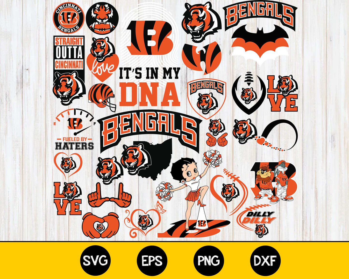 Cincinnati Bengals Bundle svg,Cincinnati Bengals Nfl svg, Bundle sport Digital Cut Files svg eps dxf png file, for Cricut, Silhouette, digital, file cut