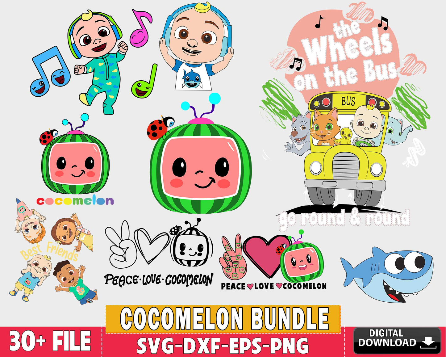 30+ file Cocomelon svg bundle  , Cocomelon bundle SVG DXF EPS PNG , for Cricut, Silhouette, digital, file cut