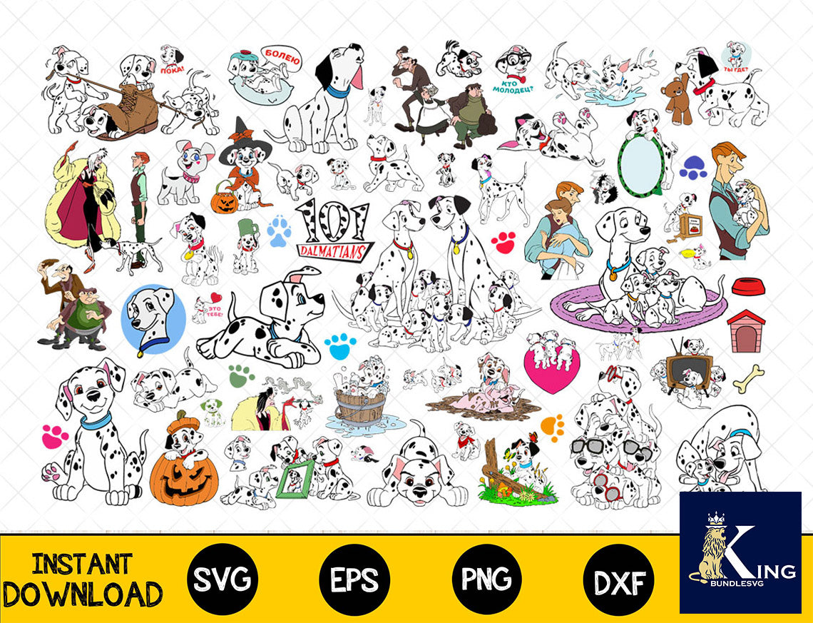 64+ file Dalmatians SVG Mega Bundle svg eps png, for Cricut, Silhouette, digital, file cut