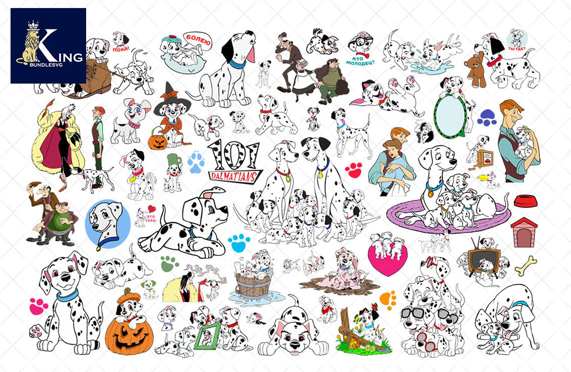 64+ file Dalmatians SVG Mega Bundle svg eps png, for Cricut, Silhouette, digital, file cut