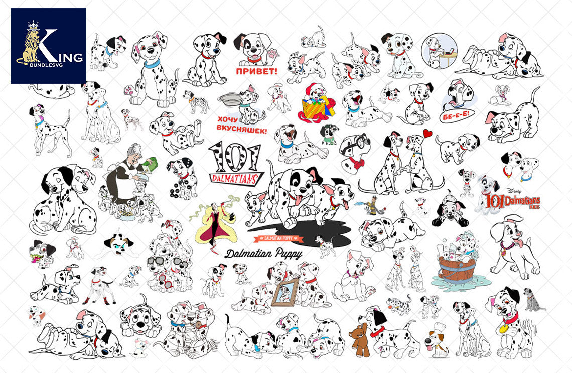 93+ file Dalmatians SVG Mega Bundle svg eps png, for Cricut, Silhouette, digital, file cut