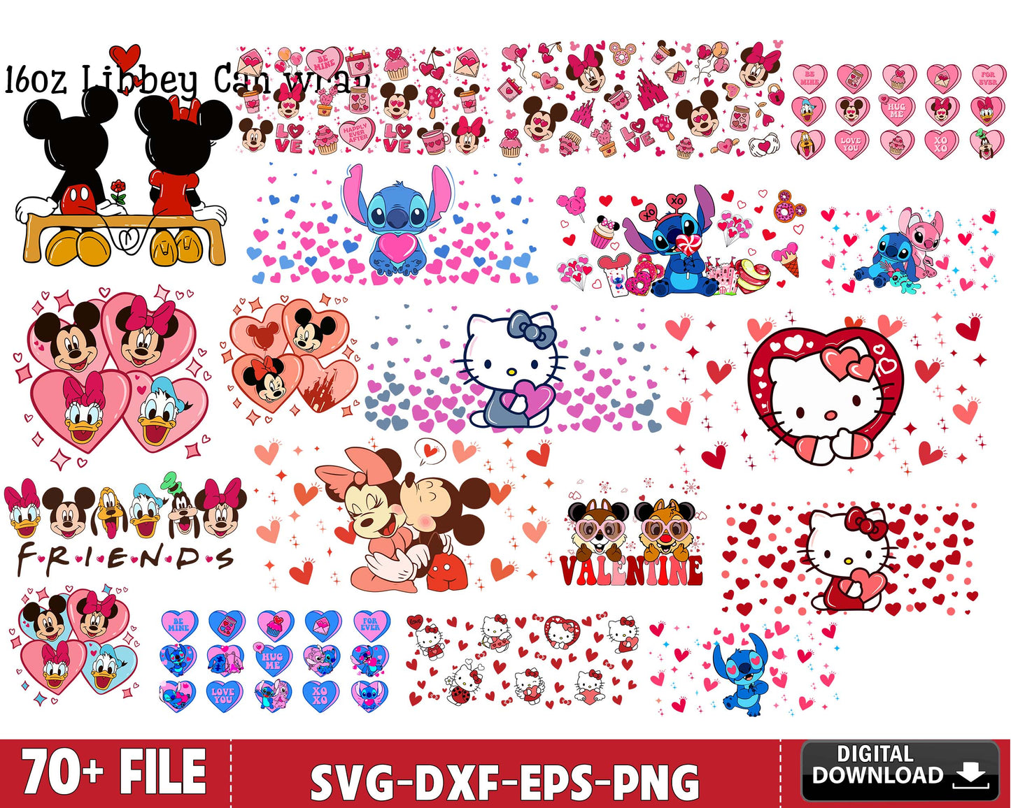 70+ file Valentine Glass Can Wrap SVG Bundle, Disney valentines ,hello-kitty valentines , STITCH valentines 16oz Libbey Can Glass, Valentines Day Tumbler Wrap SVG bundle ,Cricut , File cut, Silhouette, Digital download , Instant Download