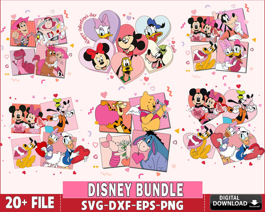 20+ file Disney valentines , pooh valentines , mickey valentines bundle SVG DXF EPS PNG, Valentine day SVG bundle , Silhouette, Digital download , Instant Download