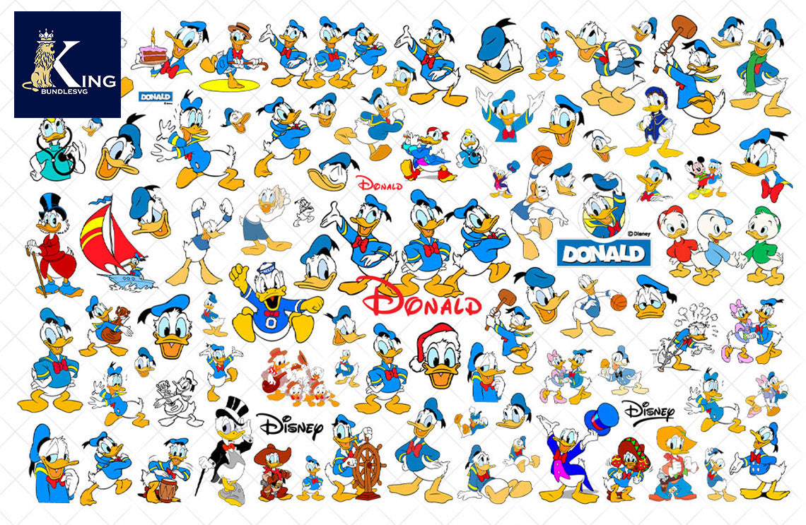 129+ file Donald Duck SVG Mega Bundle svg eps png, for Cricut, Silhouette, digital, file cut