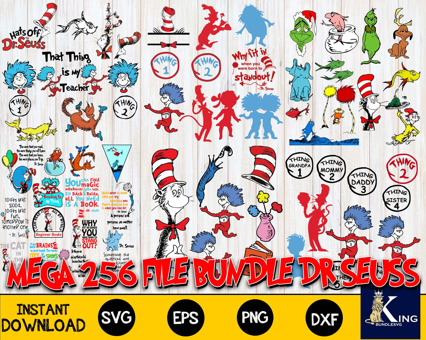 Dr Seuss Bundle svg,256+ files Dr Seuss file,Mega bundle Dr Seuss for Cricut, Silhouette, digital, file cut