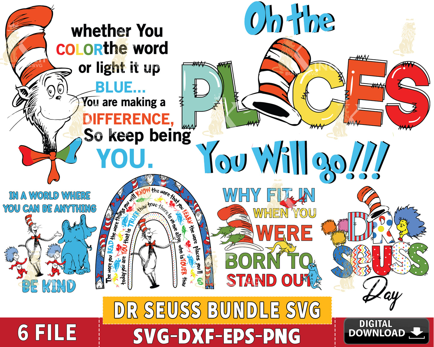 Dr Seuss Bundle svg,Green Eggs and Ham,Cat in The Hat Svg,Kids Svg,Teacher svg ,for Cricut, Silhouette, digital, file cut, Instant Download
