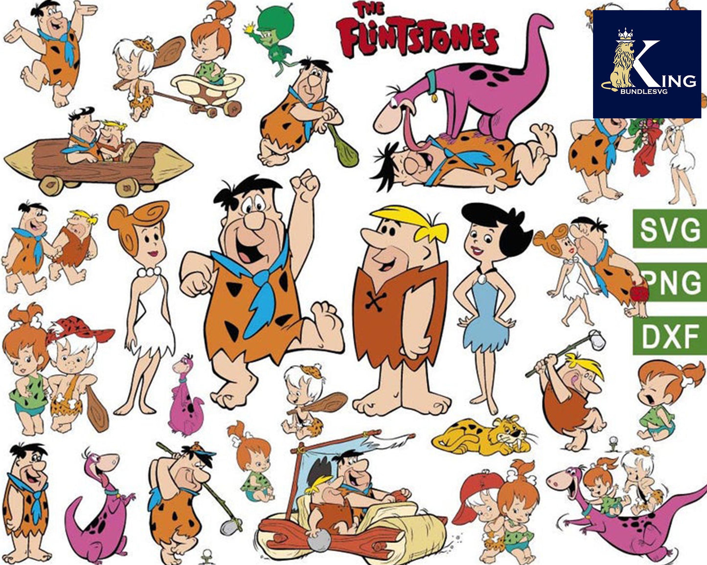 Flintstones Svg Bundle, The Flintstones Svg Bundle, Flintstones Svg, Fred Svg, Barney Svg, Dino Svg, Pebbles Cricut, Cut File, svg, dxf, png,for Cricut, Silhouette, digital, file cut