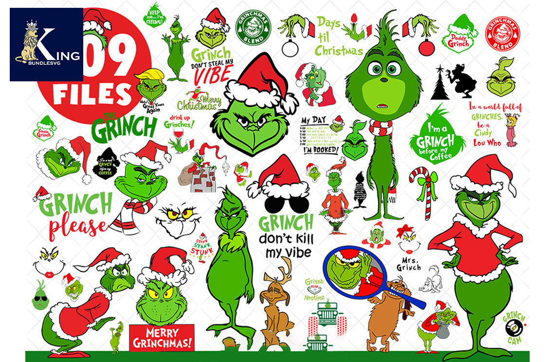 209+ file Grinch SVG Mega Bundle svg eps png, for Cricut, Silhouette, digital, file cut