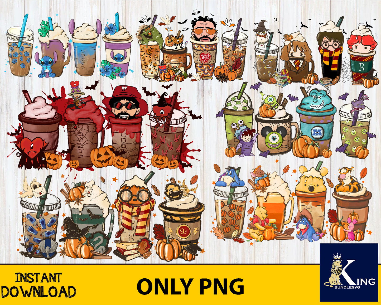 7 file bad bunny Halloween Coffee PNG, bundle bad bunny Halloween PNG , Silhouette, digital , Instant Download
