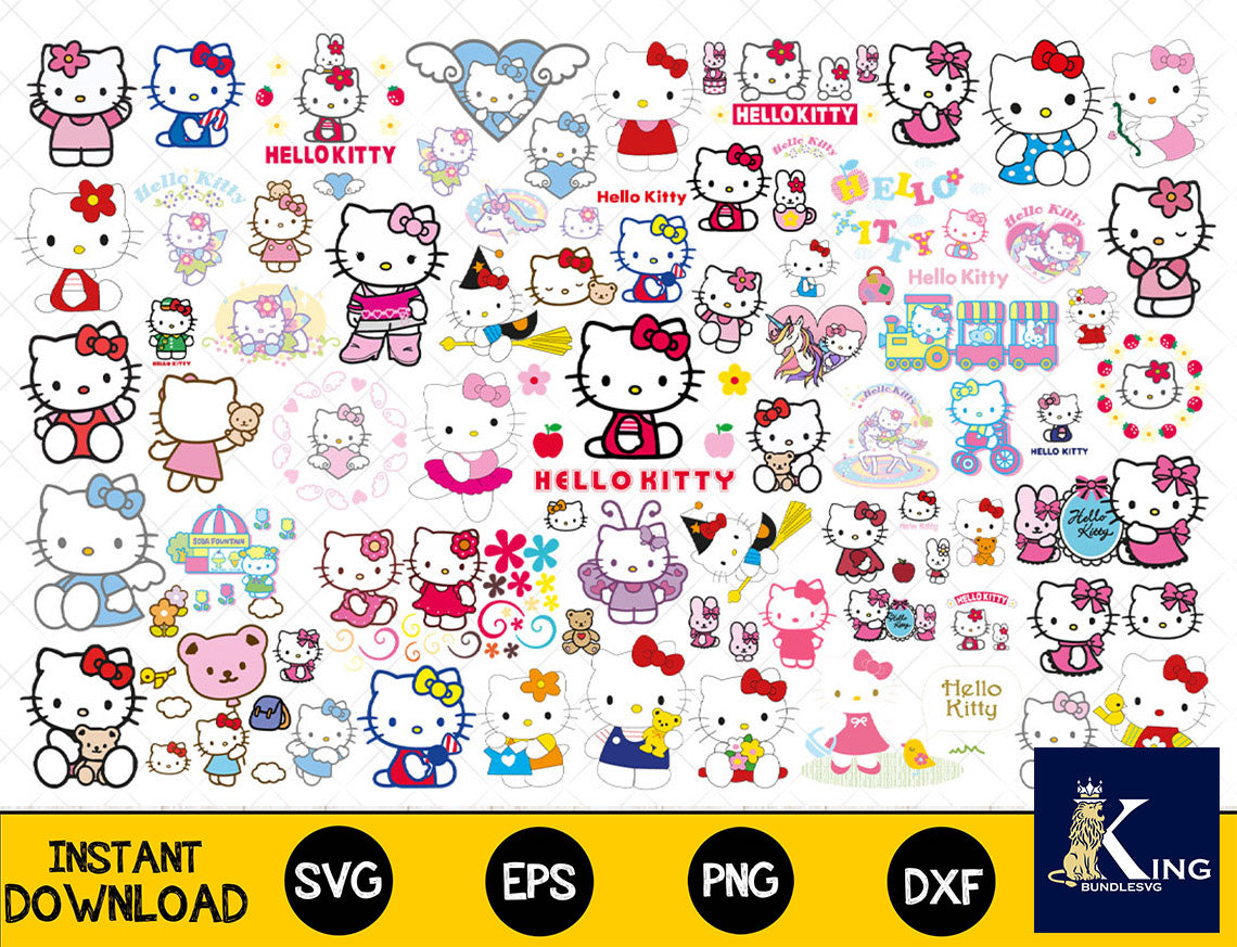 700+ file Hello Kitty SVG, Mega Bundle Hello Kitty svg eps png, for Cricut, Silhouette, digital, file cut