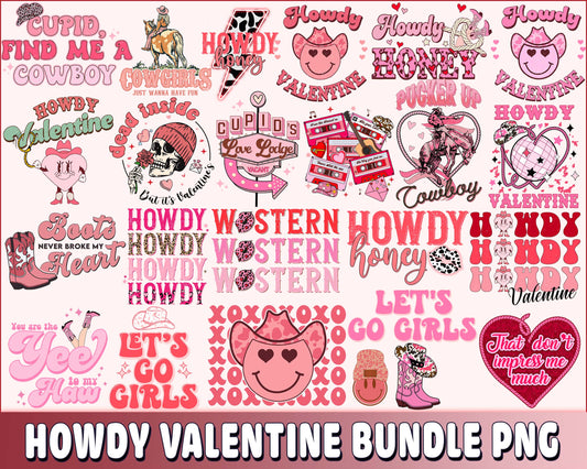 Howdy Valentine PNG , Howdy Valentine bundle PNG , Valentines Day Sublimation , Digital download , Instant Download