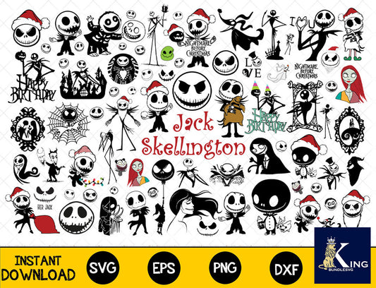 150+ file Jack Skellington SVG Mega Bundle  svg eps png, for Cricut, Silhouette, digital, file cut