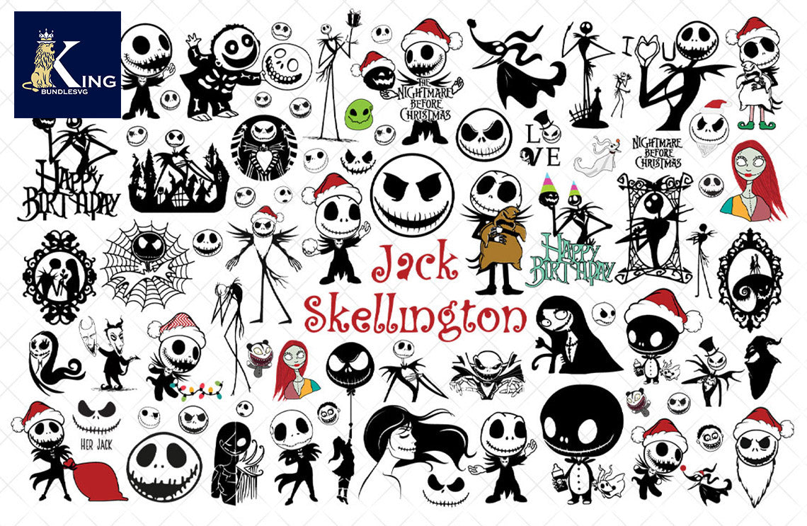 150+ file Jack Skellington SVG Mega Bundle svg eps png, for Cricut, Silhouette, digital, file cut