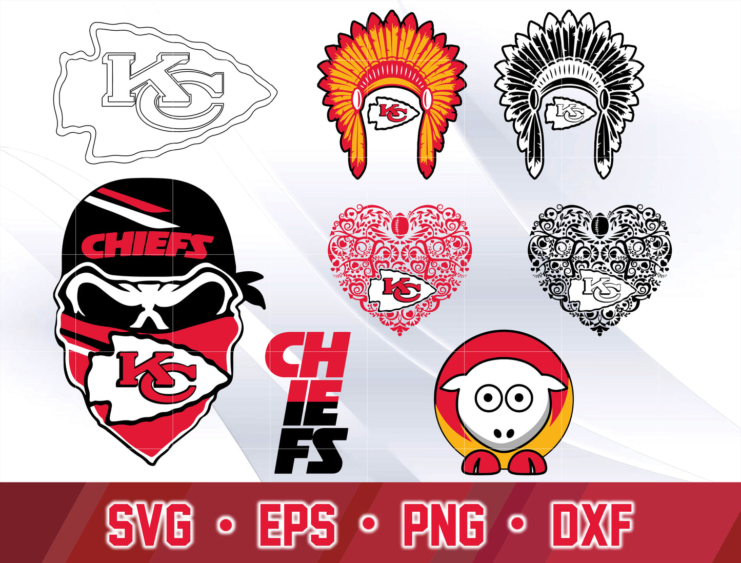 Kansas City Chiefs Bundle svg, Kansas City Chiefs Nfl, Bundle superbowl Digital Cut Files , super bowl svg eps dxf png file, for Cricut, Silhouette, digital, file cut