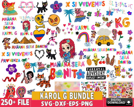 Karol G svg bundle , 250+ file Karol G Mañana Será Bonito Bundle SVG EPS PNG DXF , for Cricut, Silhouette, digital download, file cut