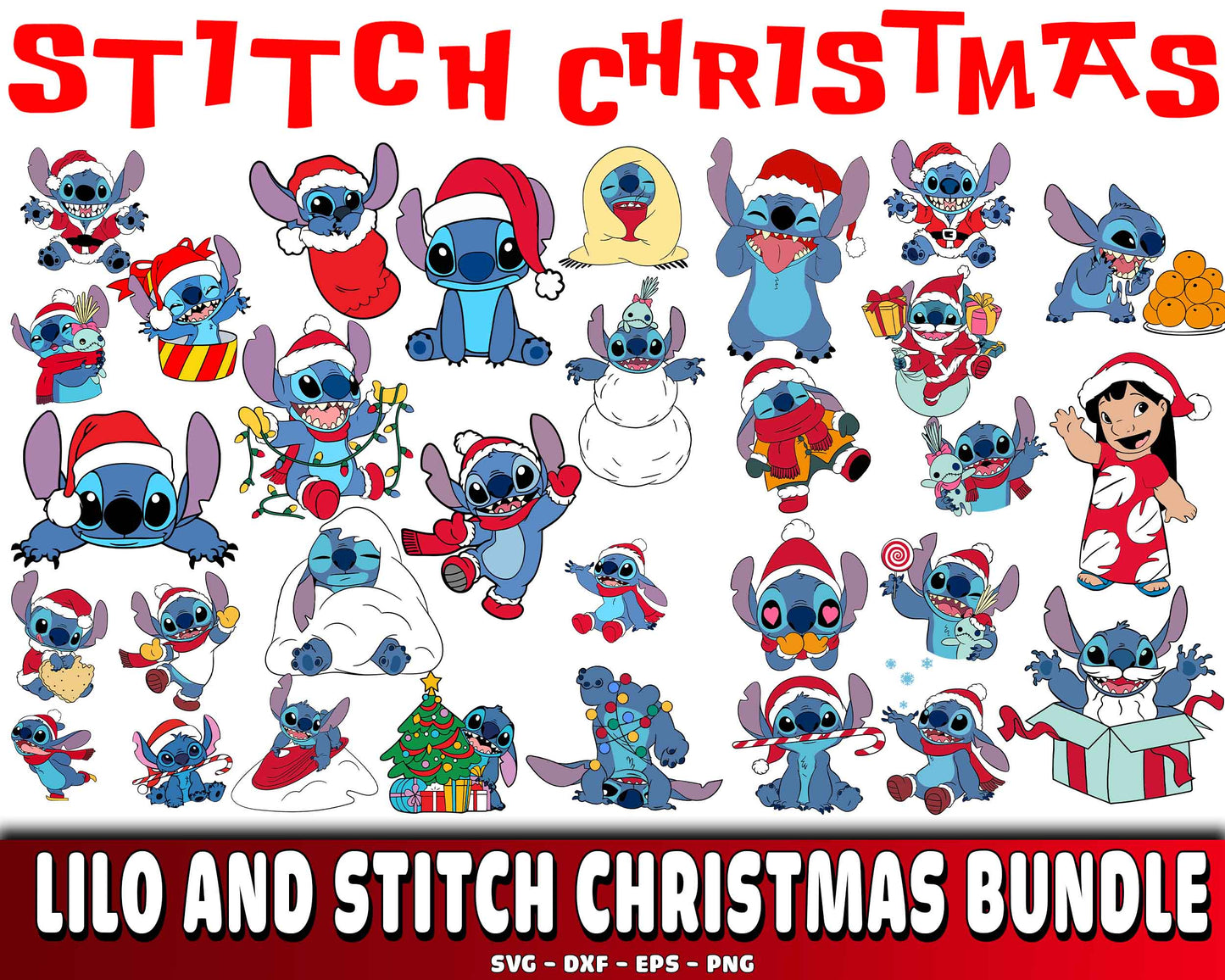 Lilo and Stitch christmas bundle SVG , Lilo and Stitch christmas bundle svg eps png, for Cricut, Silhouette, digital, file cut
