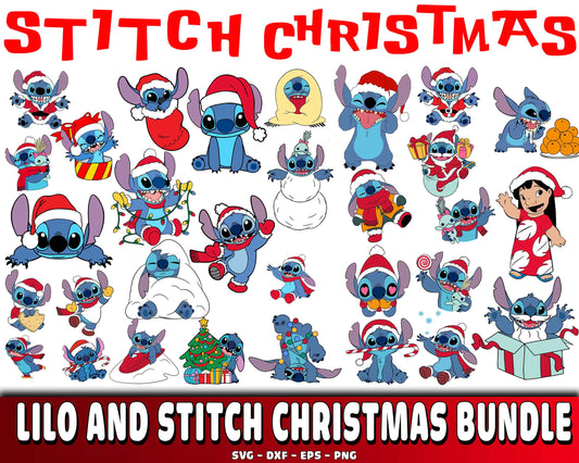 Lilo and Stitch christmas bundle SVG , Lilo and Stitch christmas bundle svg eps png, for Cricut, Silhouette, digital, file cut