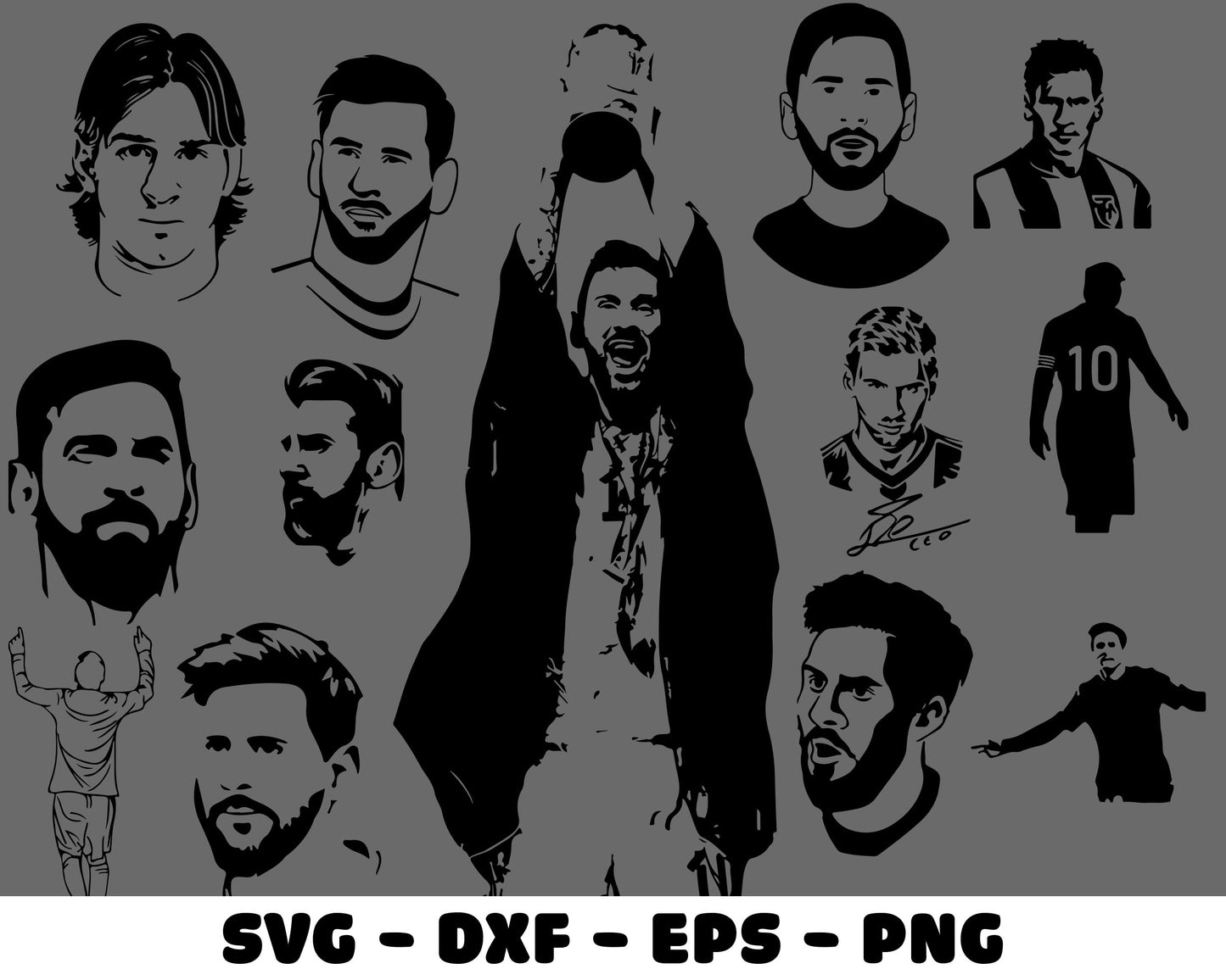 Lionel Messi SVG Bundle , Messi ART , Mega bundle Lionel Messi World Cup 2022 SVG EPS PNG DXF , for Cricut, Silhouette, digital download, file cut