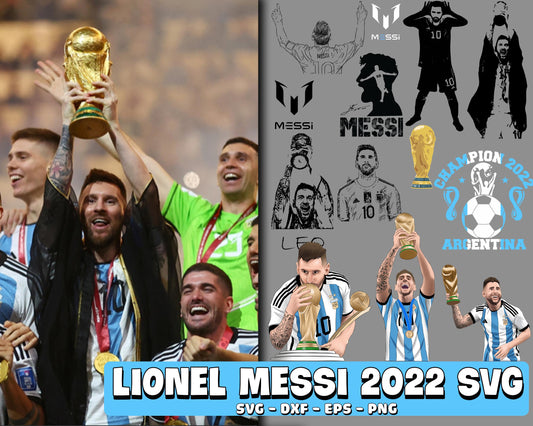 Lionel Messi SVG Bundle , Messi ART , Mega bundle Lionel Messi World Cup 2022 SVG EPS PNG DXF , for Cricut, Silhouette, digital download, file cut