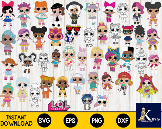 lol dolls Bundle  svg ,150 + file Baby dolls svg eps dxf png, bundle lol dolls for Cricut, Silhouette, digital, file cut