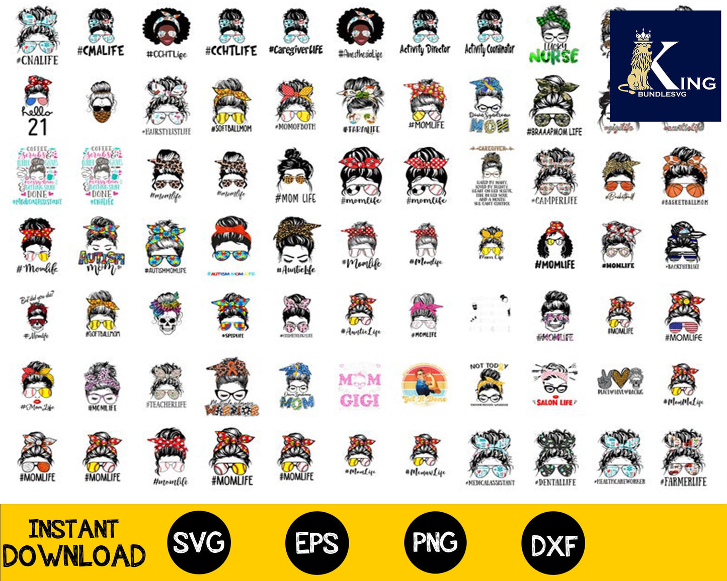 130+ file Mom Life Png Bundle, Messy Bun Mom, Mama Clipart, Gift For Wife, Mom Life Cut File, Best Mom Ever, Instant Download, Sublimation Designs for Cricut, Silhouette, digital, file cut